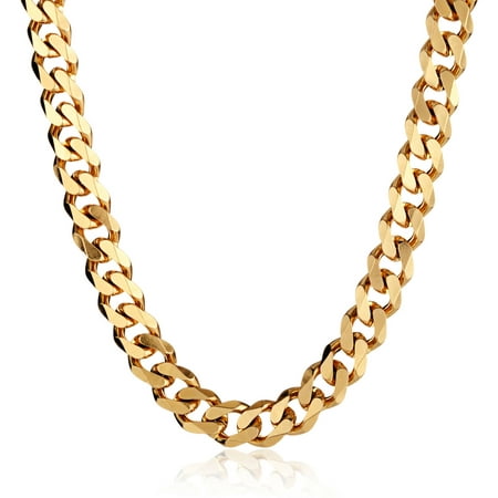 Crucible Gold IP Stainless Steel Cuban Curb Chain Necklace (14mm), 24