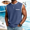 thumbnail image 5 of Jalioing Men's Casual Tank Tops Vintage Fashion Button Crew Neck Sleeveless Tank Shirt with Pocket Summer Vacation Outfits, 5 of 6