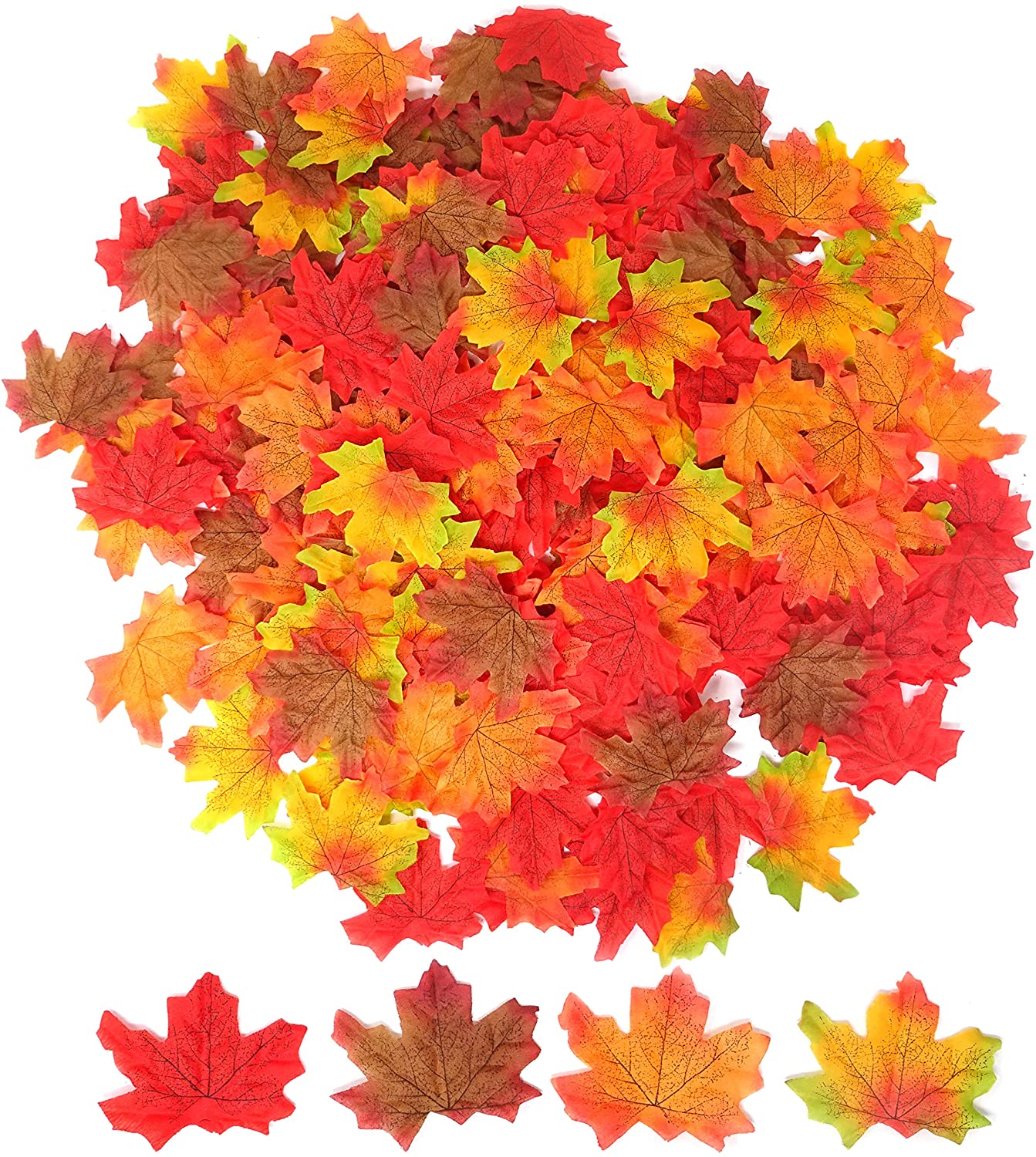 200PCS Artificial Maple Leaves Fake Fall Leaves Faux Leaves Decoration