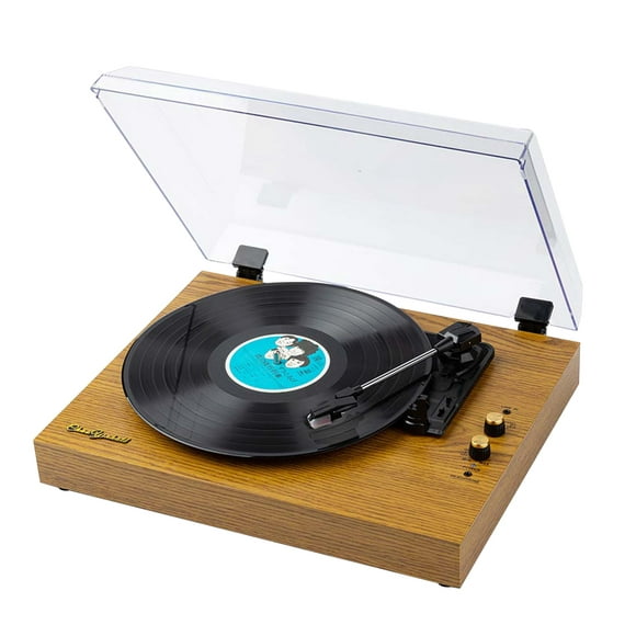 dodocool Vinyle Disques LP Tourne-Disque Retro Haut-Parleurs Intégrés Vintage Gramophone 3 Vitesses BT5.0 AUX-in Line-out RCA Sortie