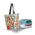 thumbnail image 2 of FORMRS Womens Canvas Tote Bag with Zipper Inner Pocket Shoulder Handbag, Orange Japanese Flowers Pattern, 2 of 7