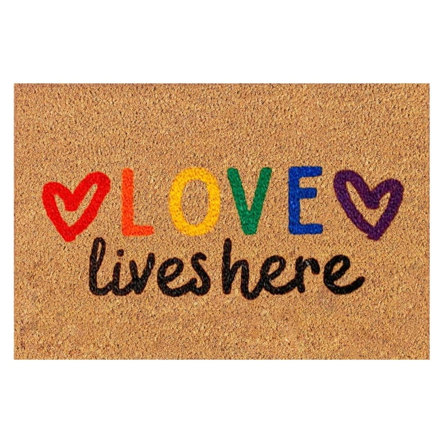 16x24 Inch Coir Doormat Holder Front Door Mats Outside Entrance Non Slip Outdoor Rug All-Season Waterproof Front Door Mat Mats for Entrance High Traffic Areas Entry, LOVE lives here