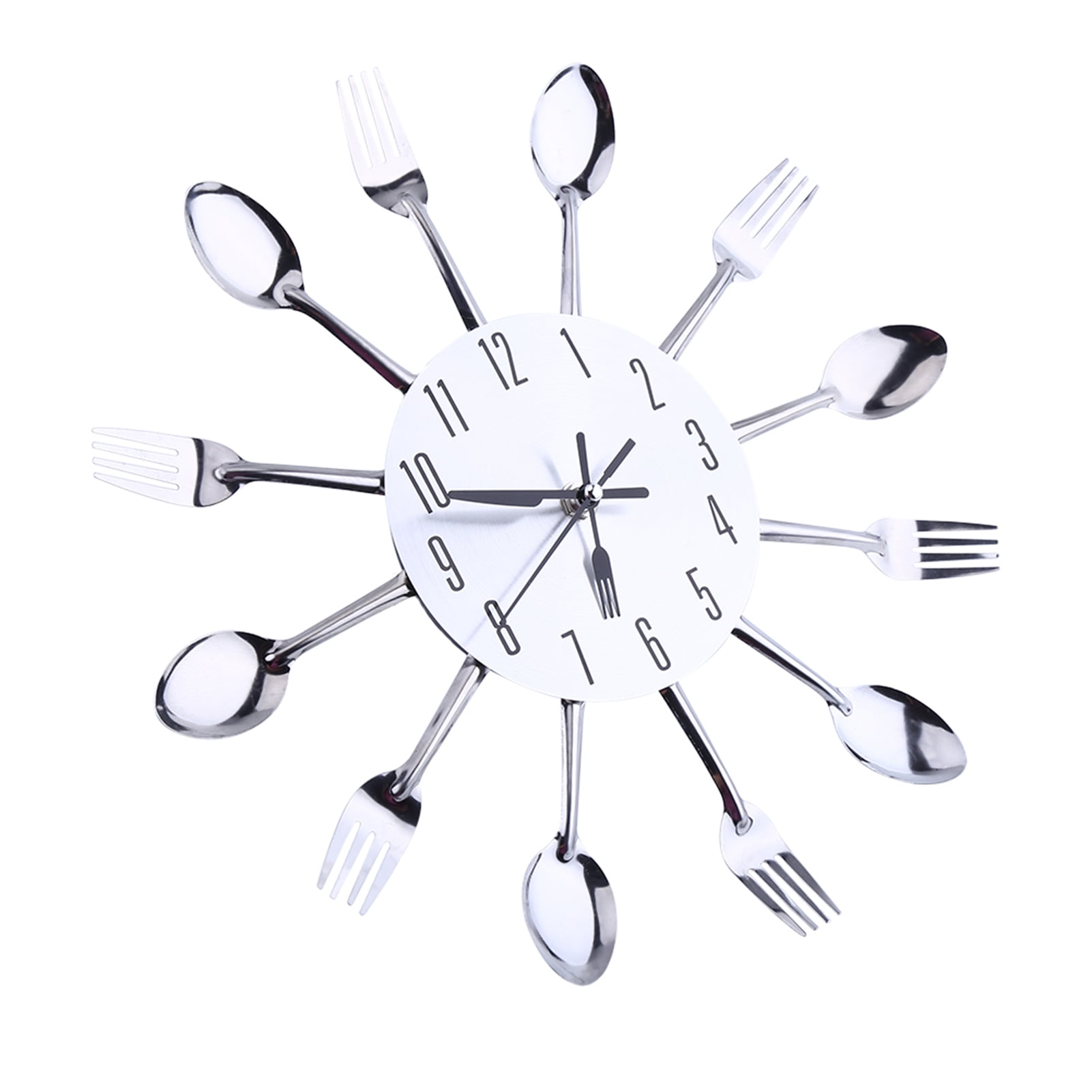 Cergrey Cutlery Kitchen Clock,Kitchen Wall Clock,Large 3D Mirror