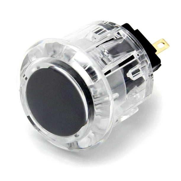 Inteprter Botón pulsador LED Cool Small Rocker Buttons Multiusos Diseño especial de moda Arcade Press Gaming Game Machine Arcades Videojuegos y accesorios Negro transparente, luz azul 30 mm