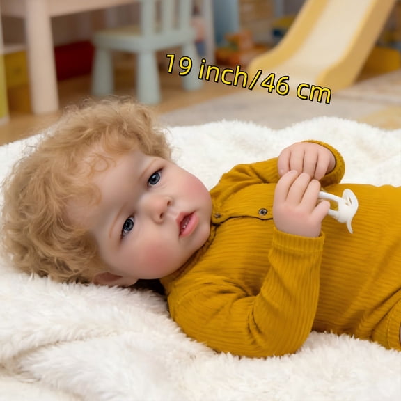 iCradle Lifelike Reborn Baby Dolls Boys Adorable 19 inch 46cm Soft Full Body Vinyl Blue Eyes Realistic Newborn Baby Doll Boy That Look Real Life Baby Dolls Toys Xmas Birthday Gift for Kids Ages 3