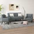 thumbnail image 2 of Uixe Cotton/ Linen Look Fabric Modern Accent Chair Armchair Sets Grey(Chair&Sofa Set) Chair&Sofa Set 3-Piece Polyester, 2 of 5
