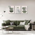 thumbnail image 3 of Sage Green Wall Posters & Prints, Green Boho Wall Art Set of 3, Minimalist Framed Wall Art Geometric Line Leaf Sun Moon Beige Green Canvas Artwork Paintings, 3 of 6