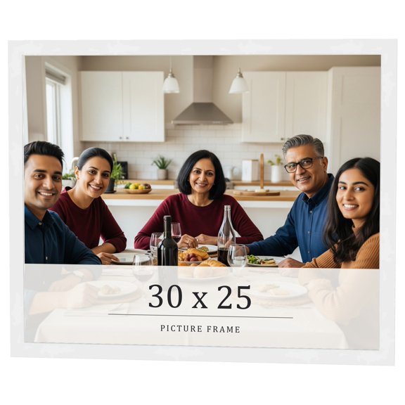 30x25 Frame White Real Wood Picture Frame Width 0.75 inches | Interior Frame Depth 0.5 inches |