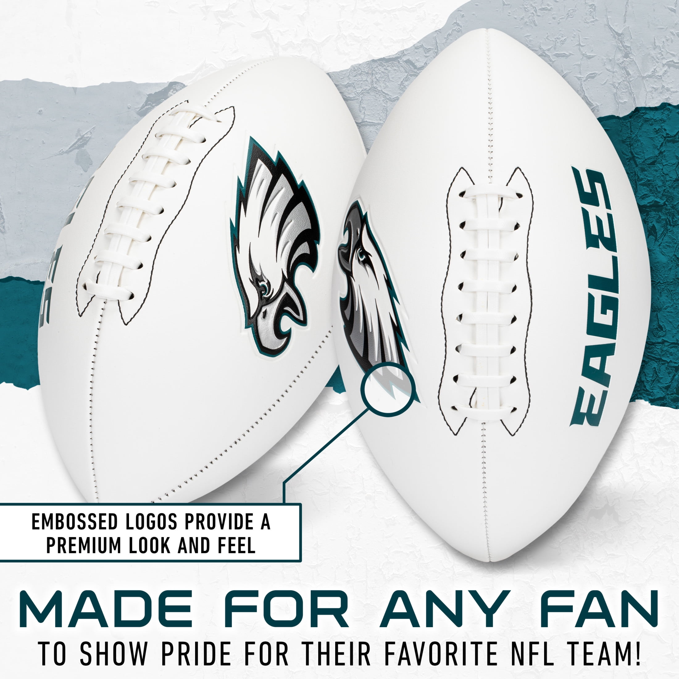 Franklin Sports NFL Philadelphia Eagles Autograph Football - Official Size White Panel Souvenir Football for Autographs + Signatures - NFL Team Fan Shop Memorabilia Football for Display