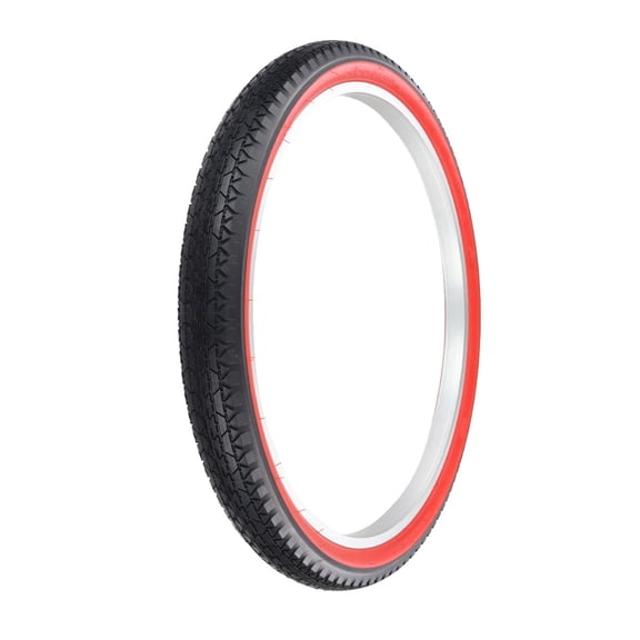 Wanda Diamond Tread Bicycle Tire White Wall 26" x 2.125", for Beach Cruiser Bikes, Black/Red