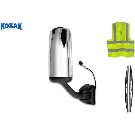 Kozak Chrome Heated Door Side Mirror Right for Semi Truck Compatible with Freightliner Cascadia 2008-2017
