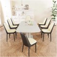 thumbnail image 3 of Expandable Dining Table Set for 8 with PU Chairs, U-Shaped Legs Modern Kitchen Table Set in Beige Grey or Black, 3 of 10