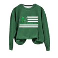thumbnail image 1 of Nouveau & Tendance! FUNUONY T-Shirt de la Saint-Patrick pour Femmes Col Rond Manches Longues Imprimé Joyeux Saint-Patrick Drapeau Américain T-Shirt Vert Armée TTG, 1 of 3