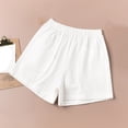 thumbnail image 6 of Bbyeadc Women's Linen shorts Straight Leg Bottoms Comfort Elastic Waist Solid Color Shorts Casual Mid Waist Short Pants,White(XL), 6 of 6