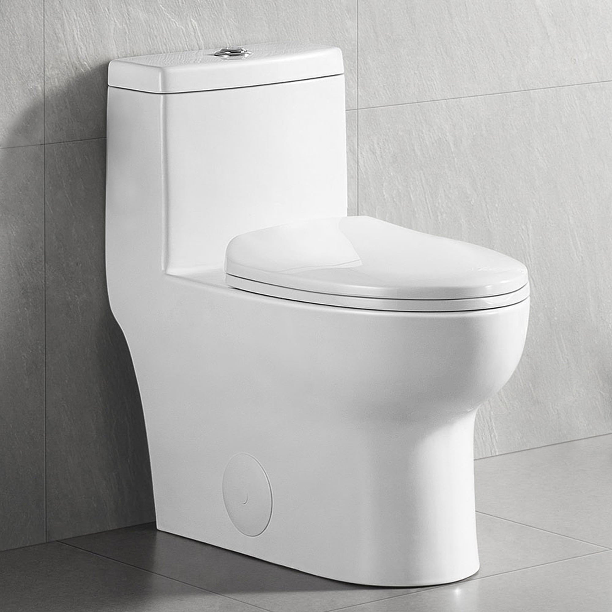 One Piece Toilet Siphon Dual Flushing Soft Closing Quick Release Seat Glossy 