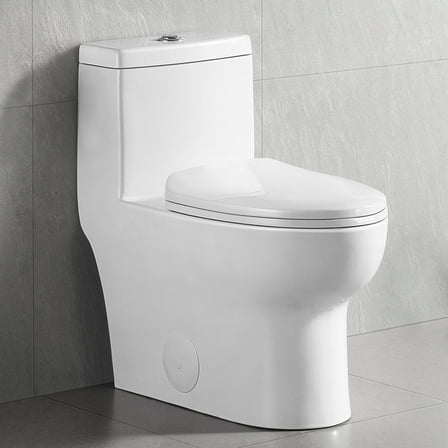 DeerValley Ally DV-1F026 High-Efficiency Dual Flush Elongated Standard One Piece Toilet in White 12" Rough-in