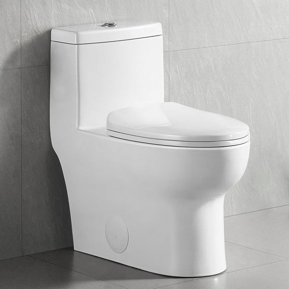 DeerValley Ally DV-1F026 High-Efficiency Dual Flush Elongated Standard One Piece Toilet in White 12" Rough-in
