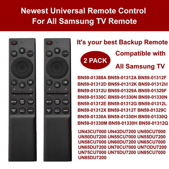 Universal Replacement for Samsung TV Remote Control, Compatible with All Samsung Smart TV, QLED, 4K, 8K, Frame, Curved, LED, LCD HDTV Models-2 pack