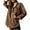 Brown, variant on Women's Denim Shacket V Neck Distressed Wash, New Arrival Long Sleeve Western Style Jacket
