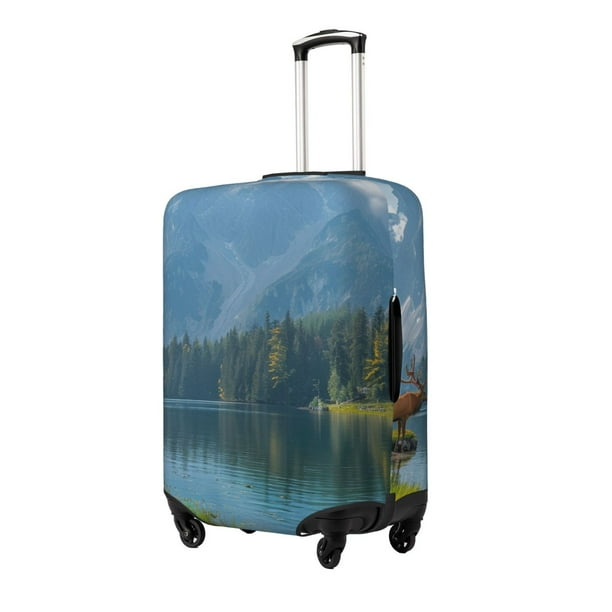 Balery Majestic Deer Mountain Lake Funda de equipaje, fundas para maletas, elástica, lavable, protector de maletas, compatible con maletas de 18 a 32 pulgadas-Small