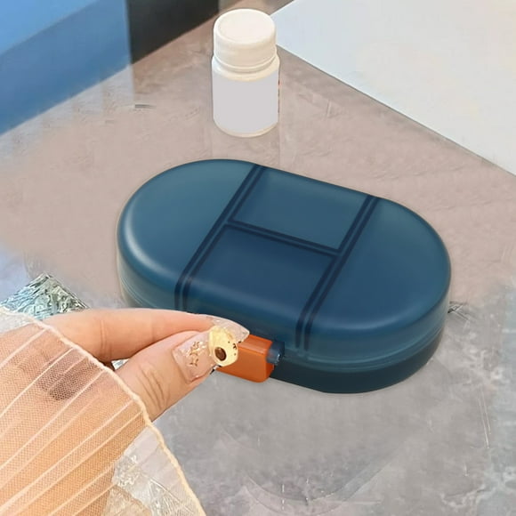 Vitamin Organizer 8 Compartment Portable Pill Holder | Sealed Humidity-Proof Pill Case | Freestanding Plastic Medicine Storage Box | Travel Pocket Container | Black Green Yellow Blue | 11×8×3cm