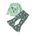 thumbnail image 3 of Toddler Girl Outfits Spring Summer Cartoon Print Childrens Clothes Girls Size 10-12 Oversize Streetwear Clothing Set for Girls 7-8 Short Sleeve T11-Green, 3-4 Years, 3 of 6