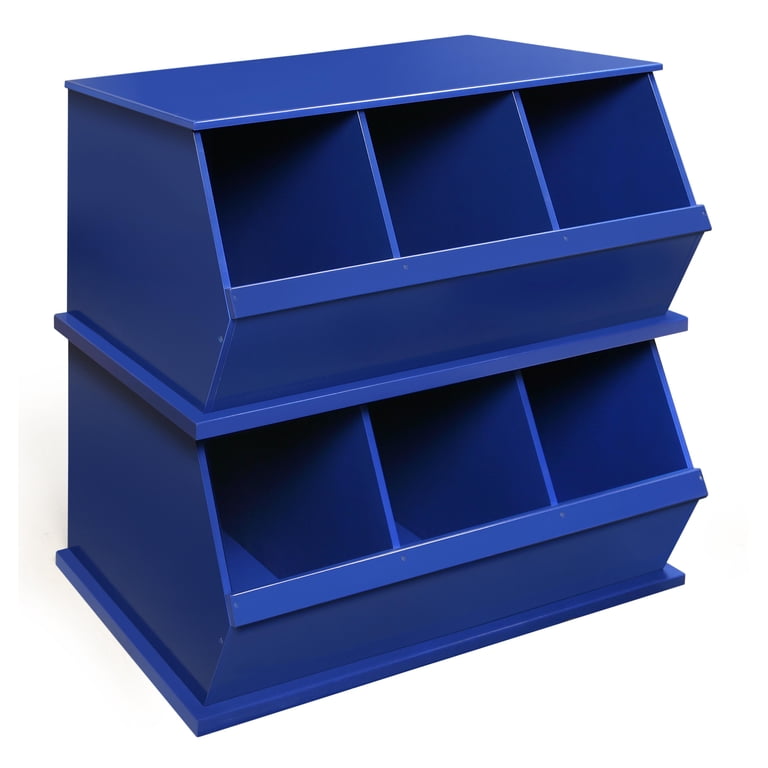 Badger Basket Children's Wood Three Bin Stackable Toy Organizer