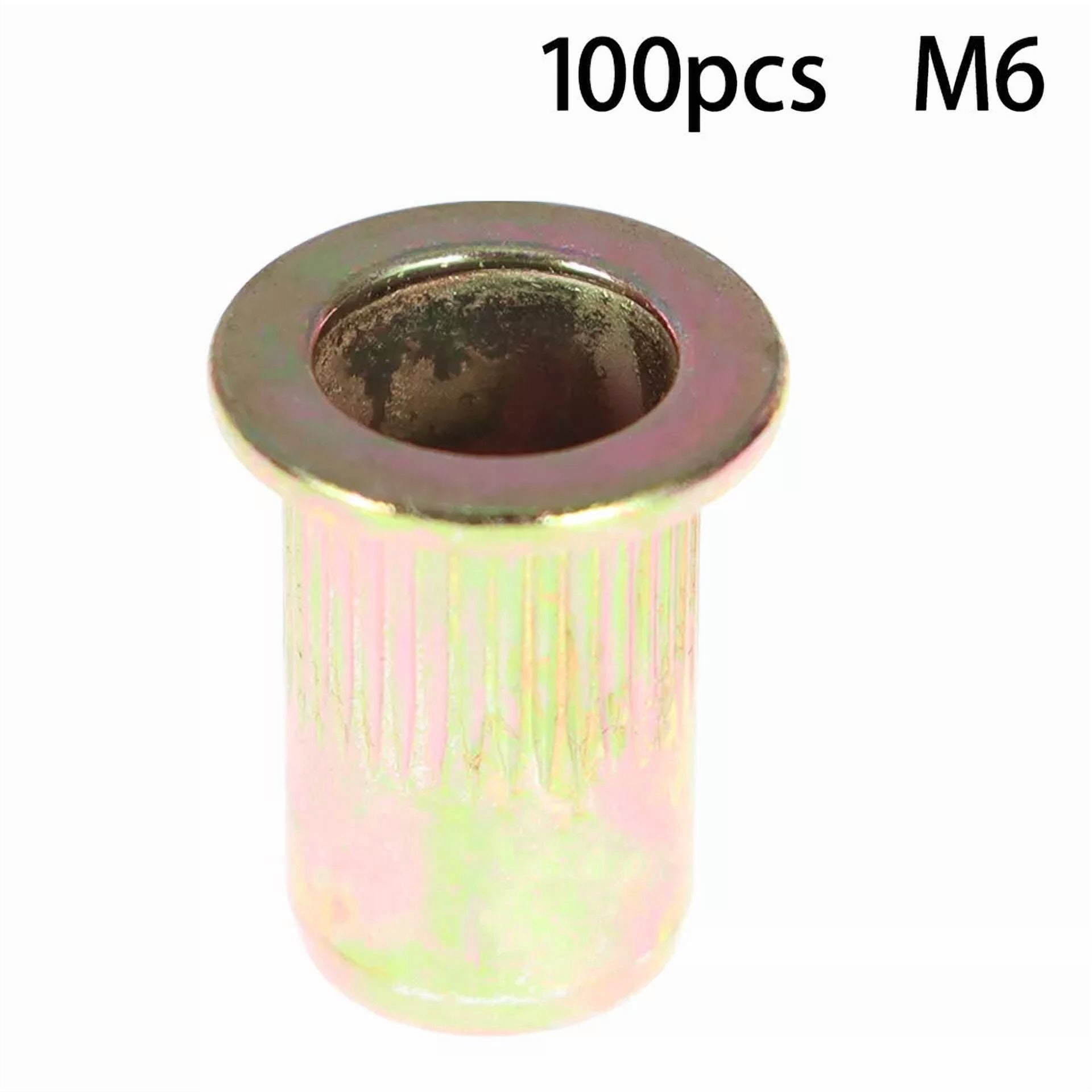 CIRCLE- 100 Pcs M6 Metric Carbon Steel Rivet Nut Flat Head Threaded Insert Nutsert Us