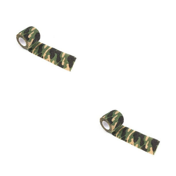 Eigraketly Envoltura autoadhesiva Camuflaje al aire libre Camping Deportes Cinta Senderismo Portátil Extraíble Columna sin rastro Vendaje Camuflaje de la jungla 2piezas Eigraketly CBP230462