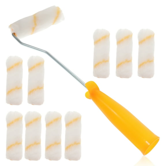 FOLOYORI Small Paint Roller 1 Pc Brush with 10 Pcs Roller Brush Parts for Room Renovation