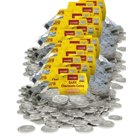 Chocolate Coins, Dark Chocolate, Hanukkah Gelt, Kosher Parve, Mesh Bags Perfect for Dreidel Games, Chanukah Celebrations, 24 Count