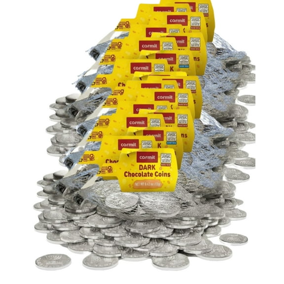 Chocolate Coins, Dark Chocolate, Hanukkah Gelt, Kosher Parve, Mesh Bags Perfect for Dreidel Games, Chanukah Celebrations, 24 Count