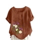 thumbnail image 1 of Camiseta suelta informal de verano con cuello redondo y manga corta con estampado de flores para mujer OAVQHLG3B Store  lin121212, 1 of 4