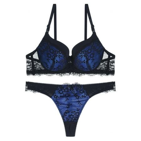 DVKOVI Women s Sexy Lace Color Block Underwear Bra Set Triangle Lingerie Set Push up Bra Padded Bralettes with Adjustable Spaghetti Straps and Triangle Pants