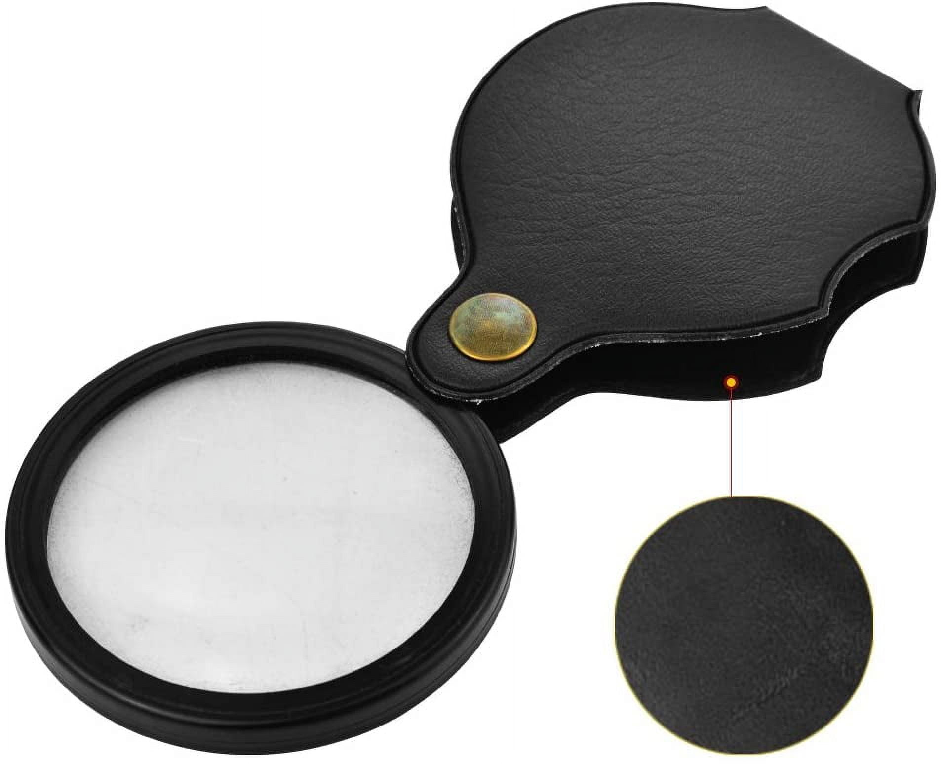 Heldig 2pcs 10x Small Pocket Magnify Glass Premium Folding Mini Magnifying  Glass with Rotating Protective Leather Sheath, Apply to Reading, Science,  Jewelry, Hobbies, Books, 
