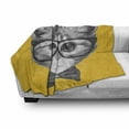 thumbnail image 3 of Animal Soft Flannel Fleece Throw Blanket, Sketchy Hand Drawn Design Baby Hipster Cat Kitten Glasses Image Print, Cozy Plush for Indoor and Outdoor Use, 50" x 70", Grey Mustard, by Ambesonne, 3 of 6