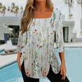 thumbnail image 2 of Dyegold Fall Shirts For Women 2023 Side Slit Square Neck Long Sleeve Tops Dressy Casual Floral Print Blouses Loose Tunic Top, 2 of 4