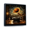 thumbnail image 2 of Designart "Gold Black Phonographs Vintage Resonance painting" Music Floater Framed Wall Decor, 2 of 7