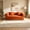 Orange, variant on AUU Compressed Velvet Double Sofa Bed – Extra-Wide Sponge-Filled Convertible Couch, Fine Striped Upholstery, No-Assembly Multi-Functional Lounge for Living Room, Apartment, or Guest Space