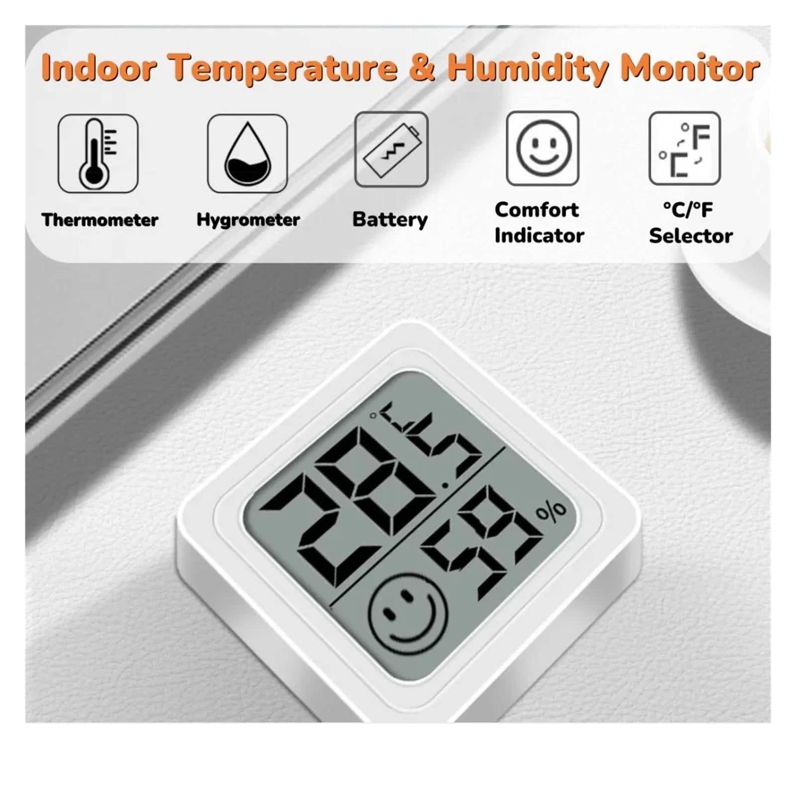 Mini Digital Hygrometer Indoor Humidity Meter with Temperature and Monitor for Cellar Greenhouse ,Simple Operation