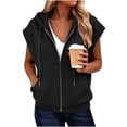 thumbnail image 2 of Kilaqueen Women's Short Sleeve Zip Up Hoodie, Lightweight Drawstring Hooded Sweatshirt Top with Pockets for Casual Summer Layering, 2 of 7