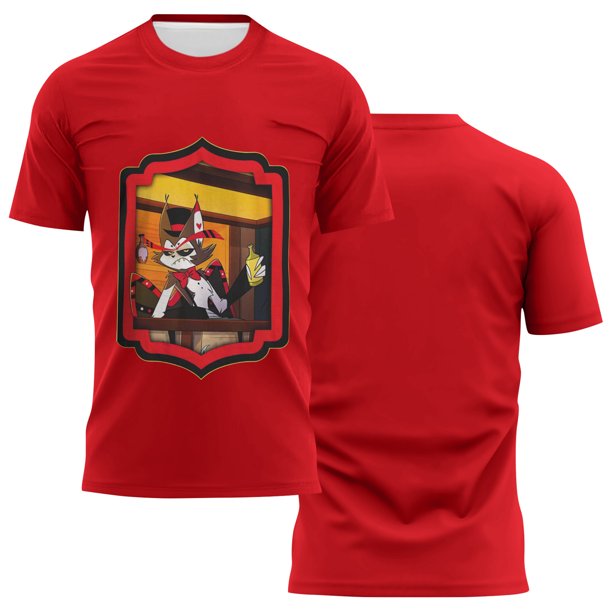 Hazbin Hotel Camiseta hombre Graphic Text Pool 3D Printing Street Casual Manga Corta Ropa Impresa Básica Rojo/M