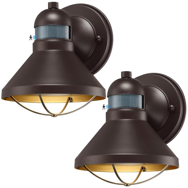 Lámpara LED de pared para exteriores LONEDRUID, paquete de 2 unidades, sensor de movimiento IP65