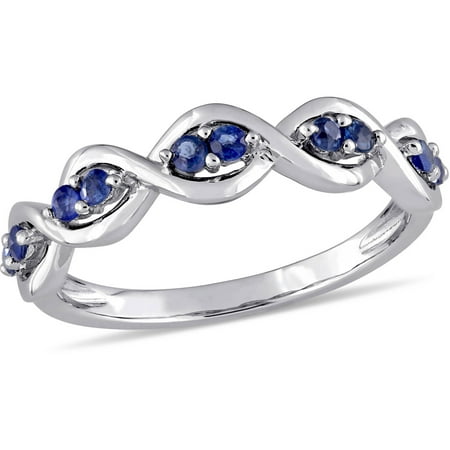Tangelo 1/4 Carat T.G.W. Sapphire 14kt White Gold Infinity Ring