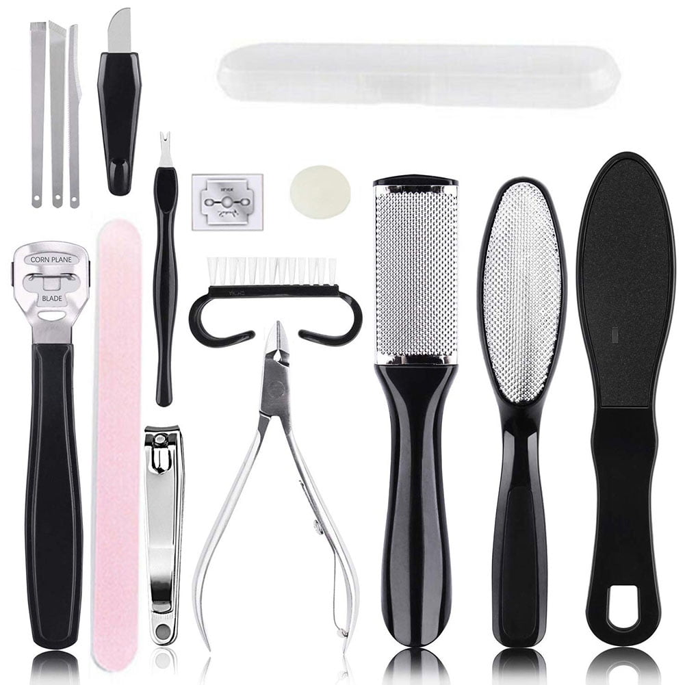 Pedicure Kit, 18pcs in1 Professional and Home use, Foot Scrubber, Callus Remover Scraper Tools, File, Spa Supplies Set, For Dry Feet and Dead Skin Removal, Heel Tool for Calluses