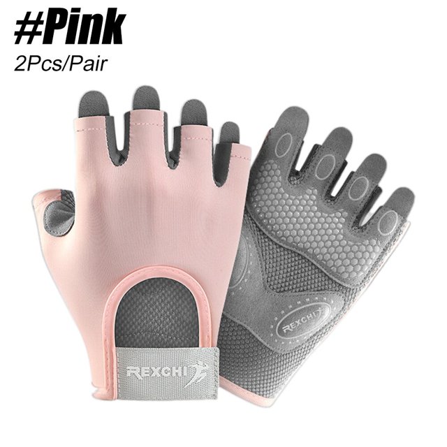 Guantes de entrenamiento para levantamiento de pesas, guantes de gimnasio sin dedos con espalda abierta curvada, para levantamiento de potencia, mujeres y hombres, 1 par Fivean Guantes deportivos