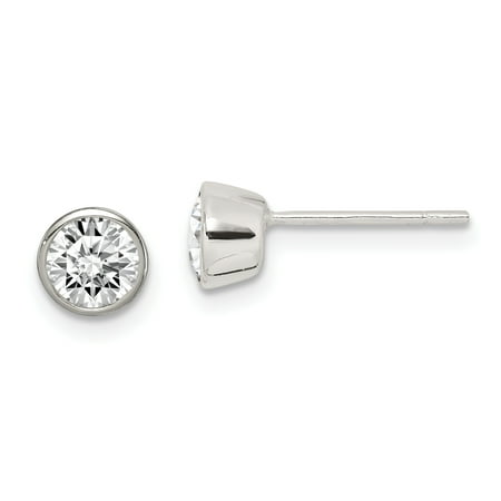 Sterling Silver 5mm CZ Round Bezel Stud Earrings (Best Deal On Diamond Stud Earrings)
