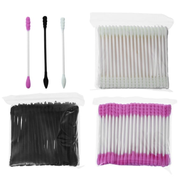 Soimiss Cotton Swabs for Makeup with Assorted Color Handles 100 Pieces in Each Pack for Home Use 3 Packs
