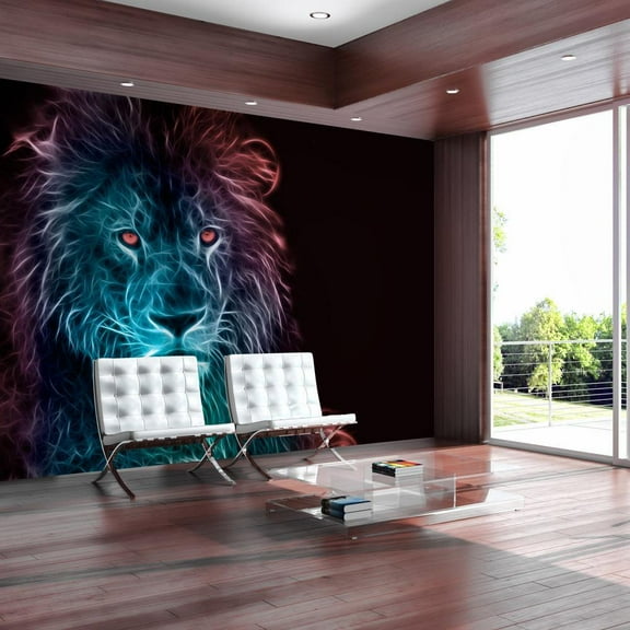 Tiptophomedecor Animal Wallpaper Wall Mural - Abstract Lion Rainbow