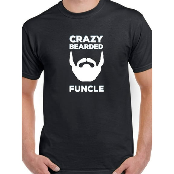 Crazy Bearded Funcle Graphic Men Black T-Shirt, Male Large